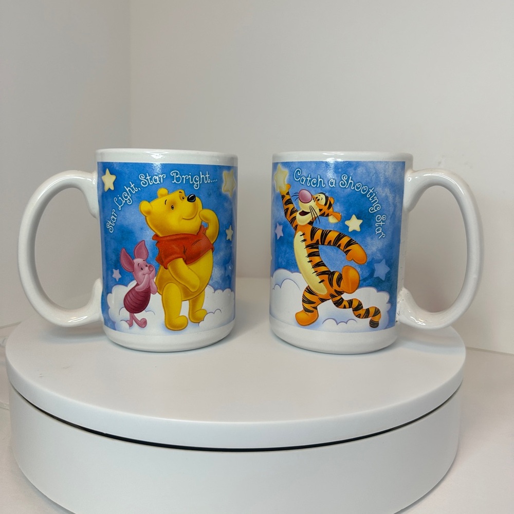 DISNEY Winnie The Pooh Piglet Tigger STARLIGHT STAR BRIGHT Coffee Mug Set of 2